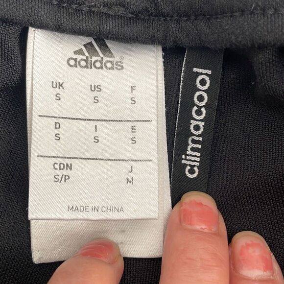 Adidas Black White Stripe Climalite Soccer Pants/Joggers Ankle Side Zip - Small - Picture 10 of 10